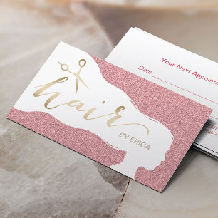 Cartão De Horário Nomeações Dourados cor-de-rosa do salão de bele