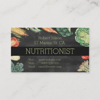 Cartão De Horário Nutricionista Quadro Negro & Legumes Profissional