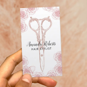 Cartão De Horário O cabeleireiro Scissor & a nomeação floral do ro