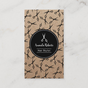 Cartão De Horário O cabeleireiro Scissor a nomeação rústica do teste
