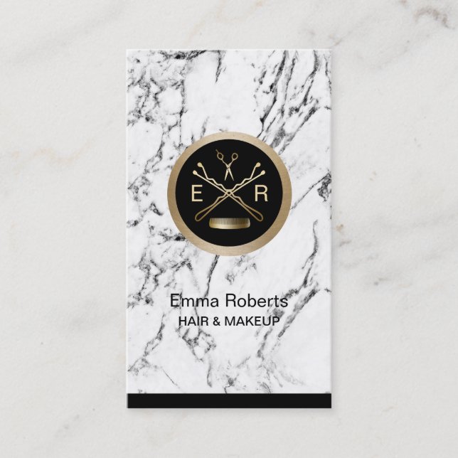 Cartão De Horário O ouro do cabeleireiro Scissor & penteia a (Frente)