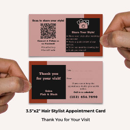 Cartão De Horário Obrigados Vermelhos Pretos, Rosa, Salão de Cabelo,