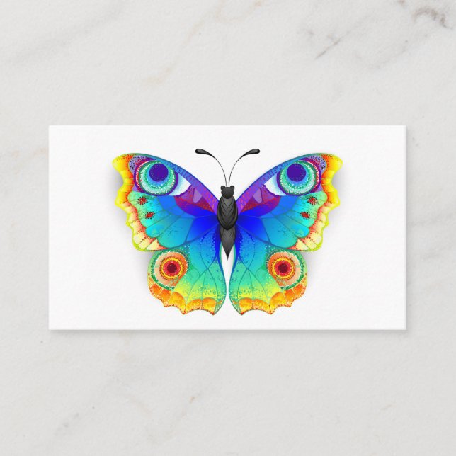 Cartão De Horário Olho Peacock da Borboleta Arco-Íris (Frente)