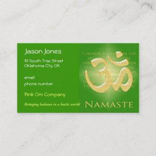 Cartão De Horário OM em verde & no ouro - Namaste