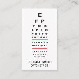 Cartão De Horário Optometrista | Médico | Gráfico de Exame de Olhos