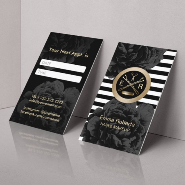 Cartão De Horário Paleta Dourada de Stylist & Comb (Criador carregado)