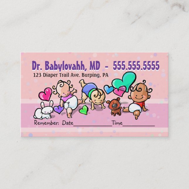 Cartão De Horário Pediatrician.Baby Doctor.Clinic.Appointment (Frente)