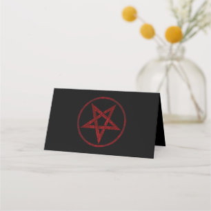 Cartão De Horário Pentagrama do diabo vermelho