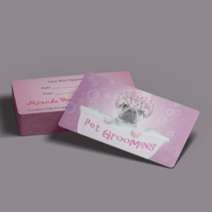 Cartão De Horário Pet Care Bathing and Grooming Bulldog Compromisso