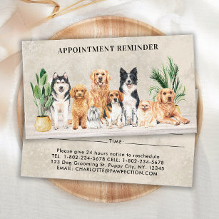 Cartão De Horário Pet Groomer Lembrete Boho Watercolor Cães Cães Cac