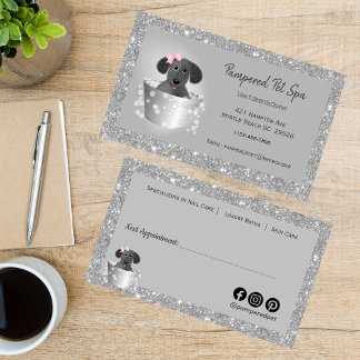 Cartão De Horário Pet Grooming Dog Glitter Business