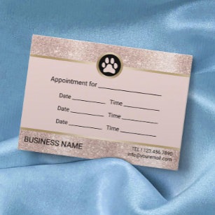Cartão De Horário Pet Sitter Pet Sitting Blush Rosa Dourado Compromi