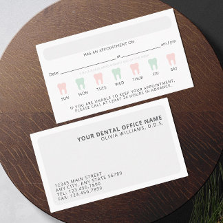 Cartão De Horário Placa Lembrete de Compromisso Dental Moderno