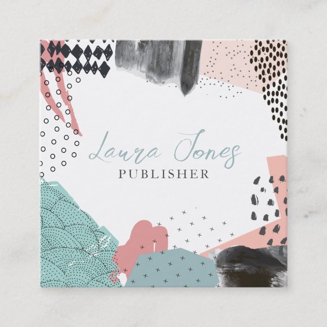 Cartão De Horário Praça do Editor de Colagem de Artes abstrato (Frente)