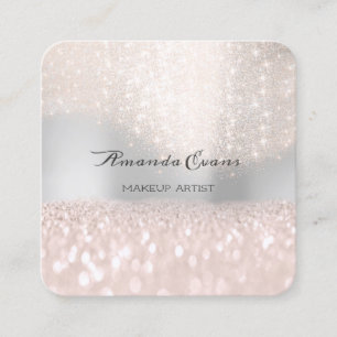 Cartão De Horário Prata cor-de-rosa Sparkly da beleza do maquilhador