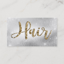 Cartão De Horário Prata elegante/nomeação Glam Dourado do