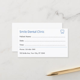 Cartão De Horário Professional Dental Appointment Card
