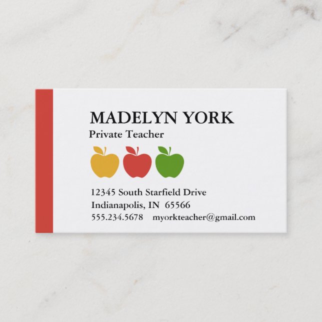 Cartão De Horário Professor particular Tutor (Frente)