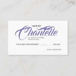 Cartão De Horário Púrpura da placa de compromisso de cabeleireiro