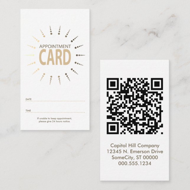 Cartão De Horário qr code appointment sunBurst (Frente/Verso)