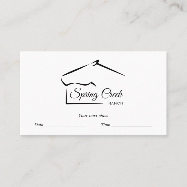 Cartão De Horário Rancho de Cavalo | Fazenda de cavalos (Frente)