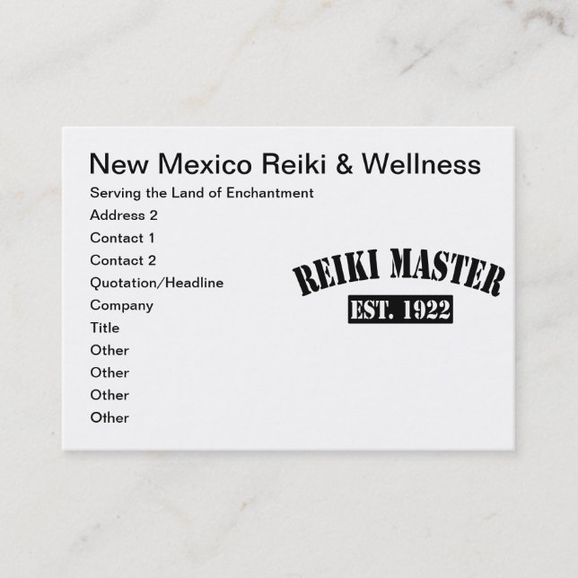 Cartão De Horário Reiki Master (Frente)