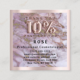 Cartão De Horário Rosa 10% de desconto Logotipo Cabelo Dourado Pink 