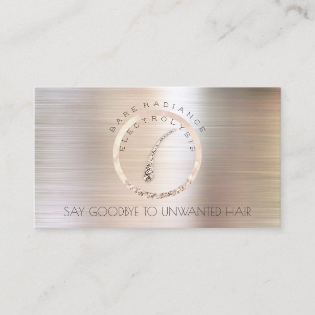 Cartão De Horário Rosa de Remoção do Cabelo de Eletrolise Dourado1 (Frente)