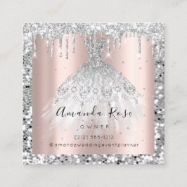 Cartão De Horário Rosa do Planejador de Eventos de Casamento Glitter