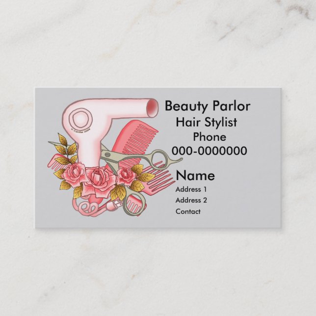 Cartão De Horário Roses Rosa Nome personalizado do Beauticista (Frente)