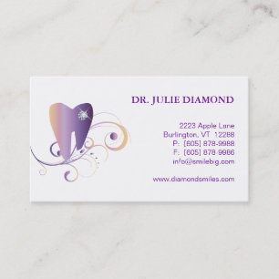 Cartão De Horário Roxo dental Ylw do logotipo do dente do diamante