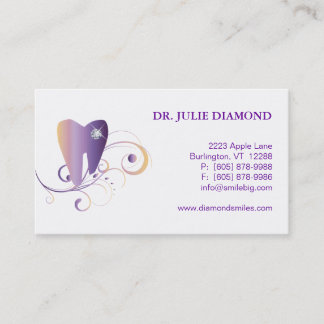 Cartão De Horário Roxo dental Ylw do logotipo do dente do diamante
