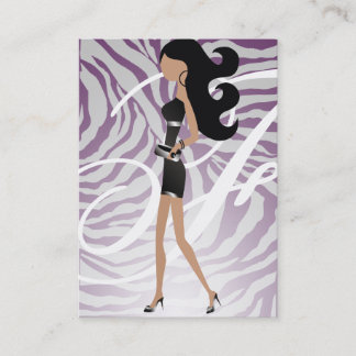 Cartão De Horário roxo do monograma do Fashionista 311-Sassy