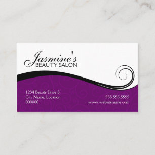 Cartão De Horário Roxo elegante do salão de beleza dos redemoinhos