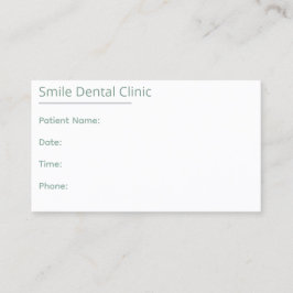 Cartão De Horário Sage Green Dental Appointment Card One Line