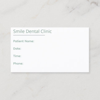 Cartão De Horário Sage Green Dental Appointment Card One Line