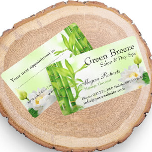 Cartão De Horário Salão de beleza de bambu da massagem dos cuidados