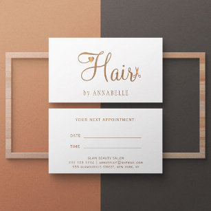 Cartão De Horário Salão de cabeleireiro de ouro elegante