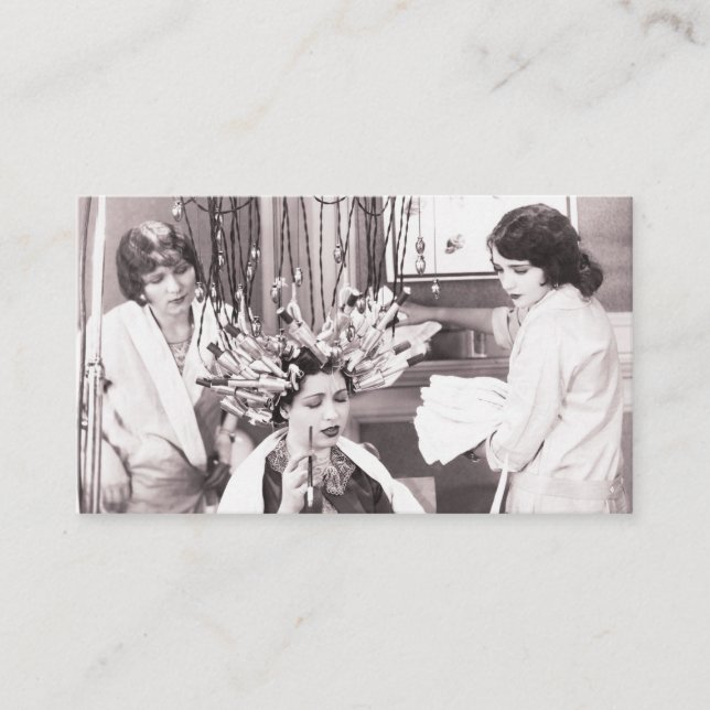 Cartão De Horário Salão de Cabelo Retro Divertido (Frente)