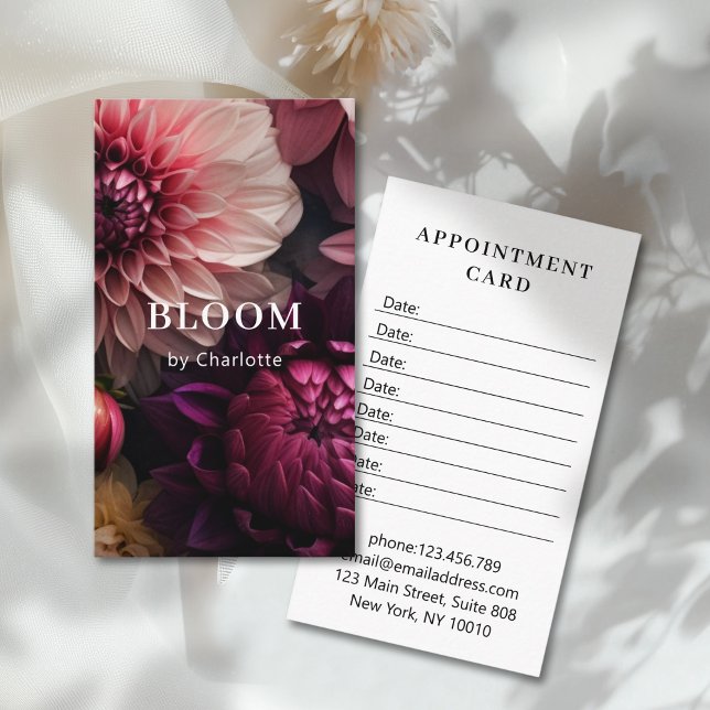 Cartão De Horário Salão de Flores Moderno (Modern Flower Salon Appointment Card)