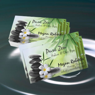 Cartão De Horário Salão de Massagem Bambu Zen Pedras Spa Cuidados co