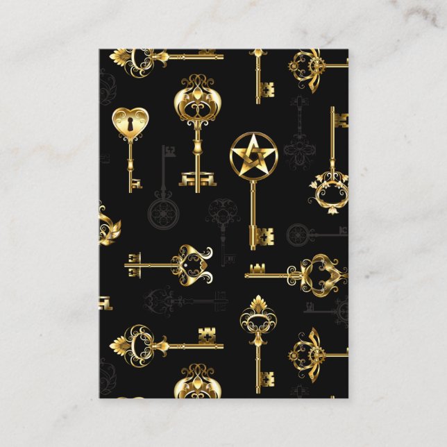 Cartão De Horário Seamless Pattern with Golden Keys (Frente)