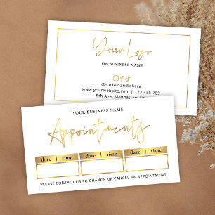 Cartão De Horário Selo de Salão Glam Gold Logo Beleza Moderna ou Spa