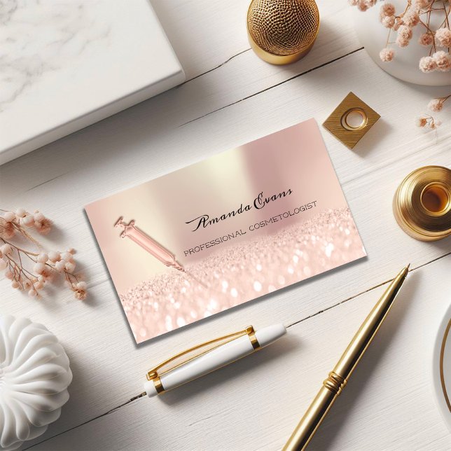 Cartão De Horário Seringa Rosa B12 Injeções de Botox Cosmetologia (Syringe Rose B12 Botox Injections Cosmetology Appointment Card)