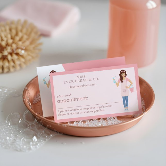 Cartão De Horário Serviços modernos de limpeza e assistência a mulhe (Modern Pretty Woman Cleaning & Maid Services Appointment Card)
