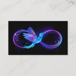 Cartão De Horário Símbolo Neon Infinity com Hummingbird brilhante