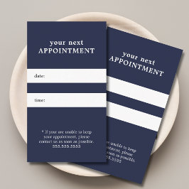 Cartão De Horário Simples Elegância Azul Branco Compromisso de Belez