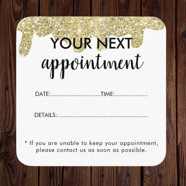 Cartão De Horário Sinalização holográfica - Glama moderno - Dourado  (Holographic Signature Modern Glam Gold Glitter Appointment Card
)