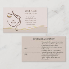 Cartão De Horário Skincare & Beauty Before care Appointment Card