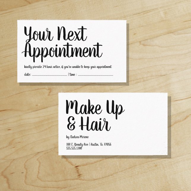 Cartão De Horário Sua Próxima Consulta - Lembrete - Script Moderno ("Everyday is abundantly beautiful." 
Sincerely Best Wishes from Lucky Design World)